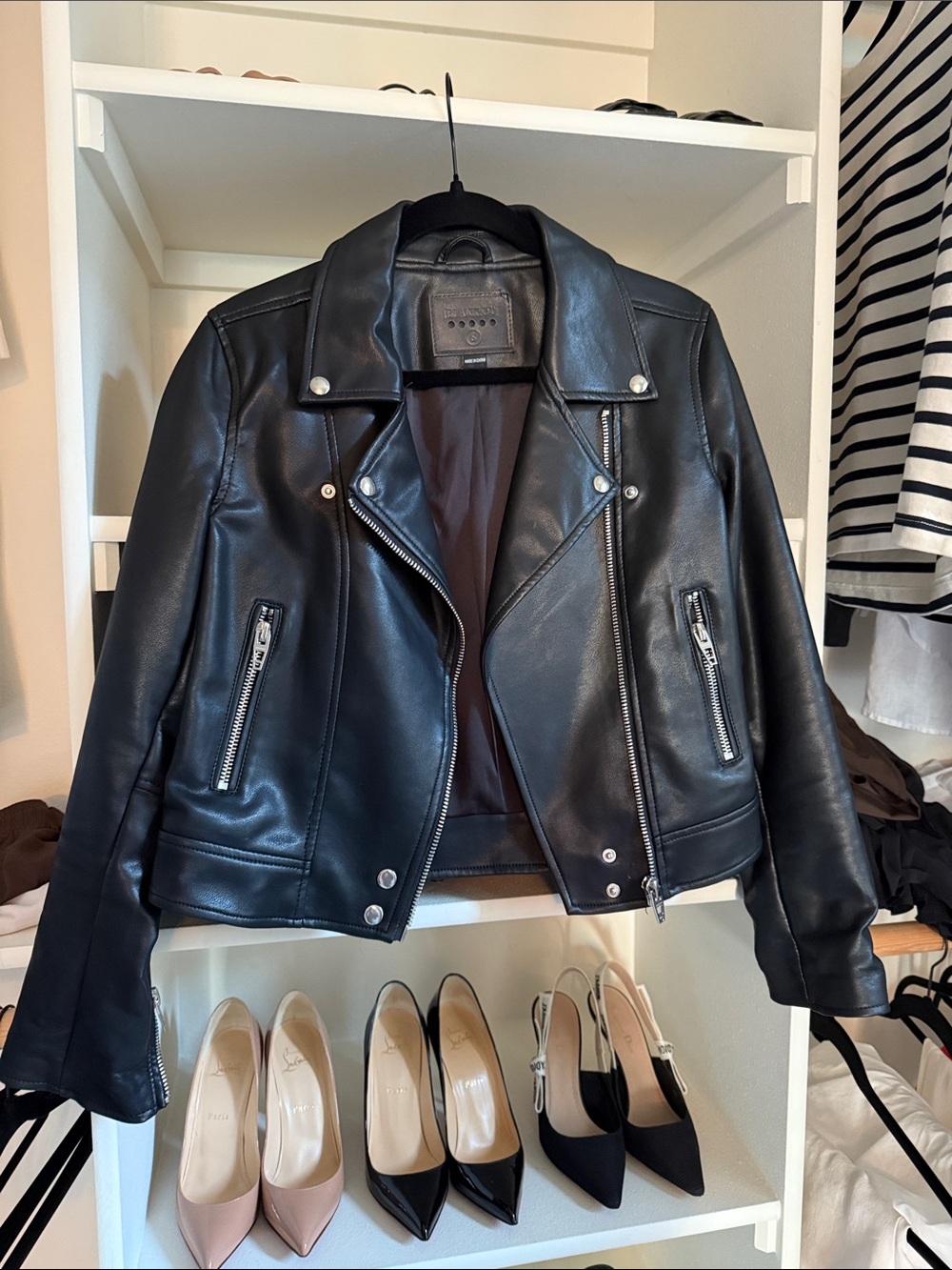 Blank NYC Black Faux Leather Moto Jacket with Silver Hardware